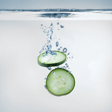 Two slices of cucumber in water